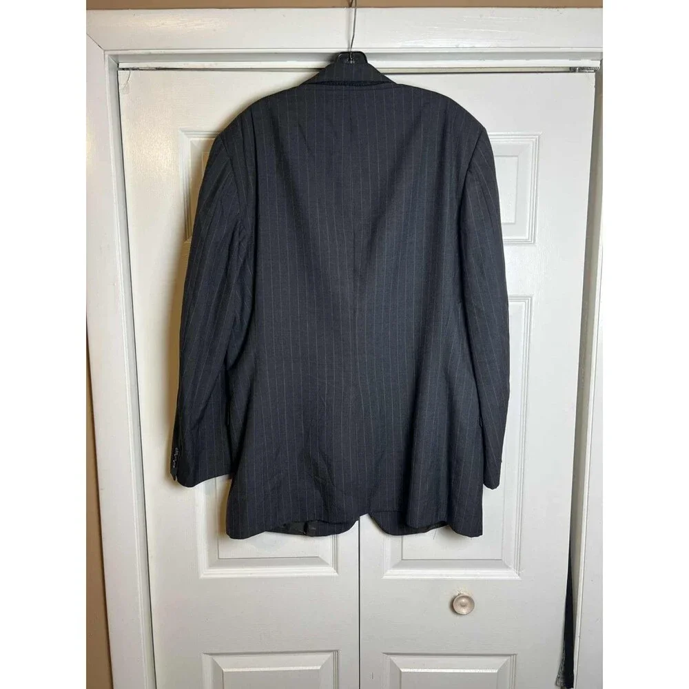 Brooks Brothers Brooksease Blazer 46 3 Buttons Black Stripes 100% Wool